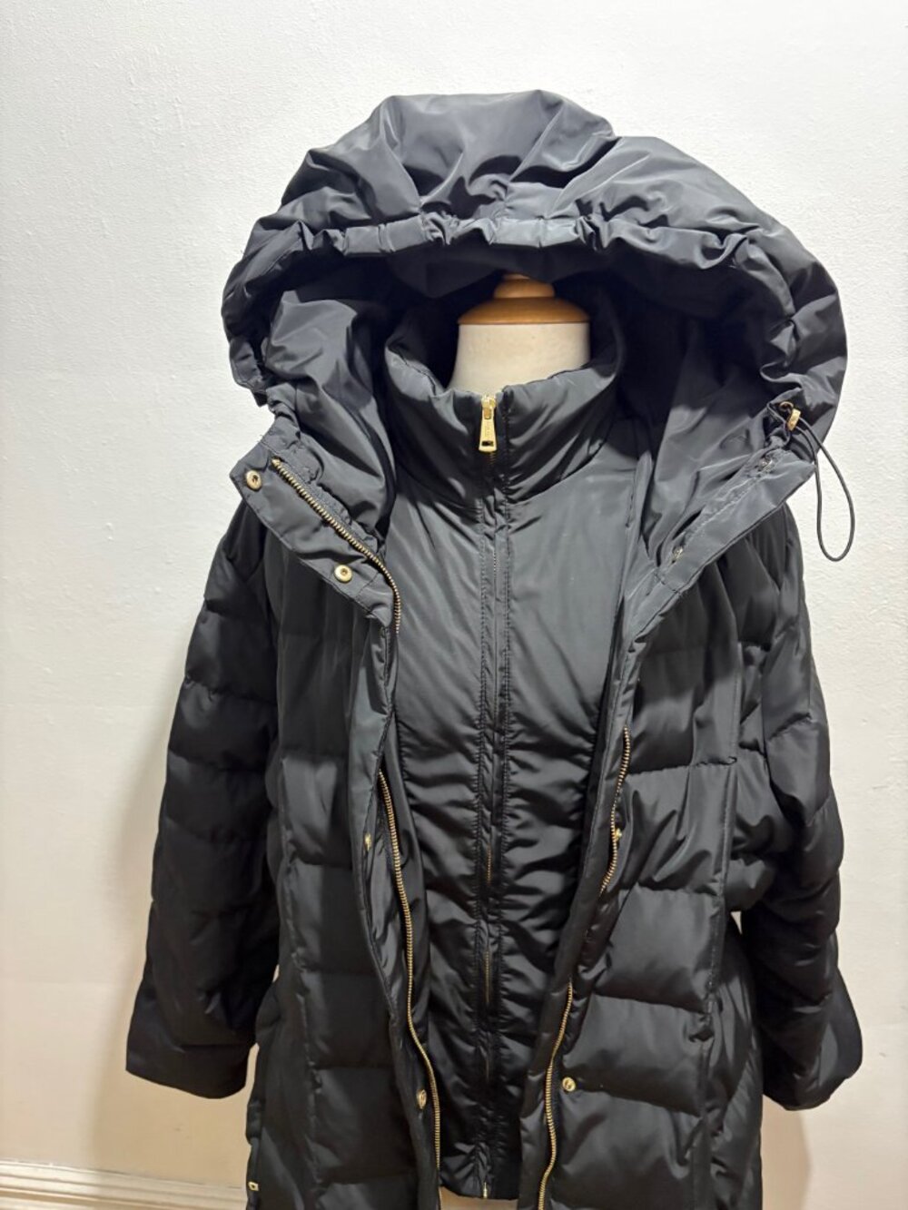 Cole Haan Signature Black Hooded Down Maxi Puffer Coat - Picture 8 of 14